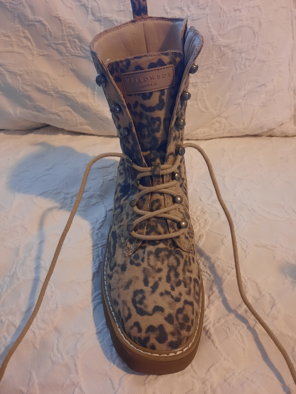 Yellow Box Inez Leopard Print Lace-Up Boot